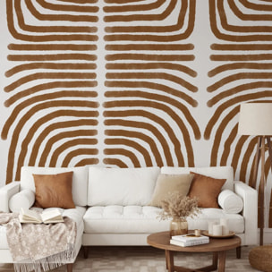 Carta da Parati Boho Astratta Marrone e Bianca