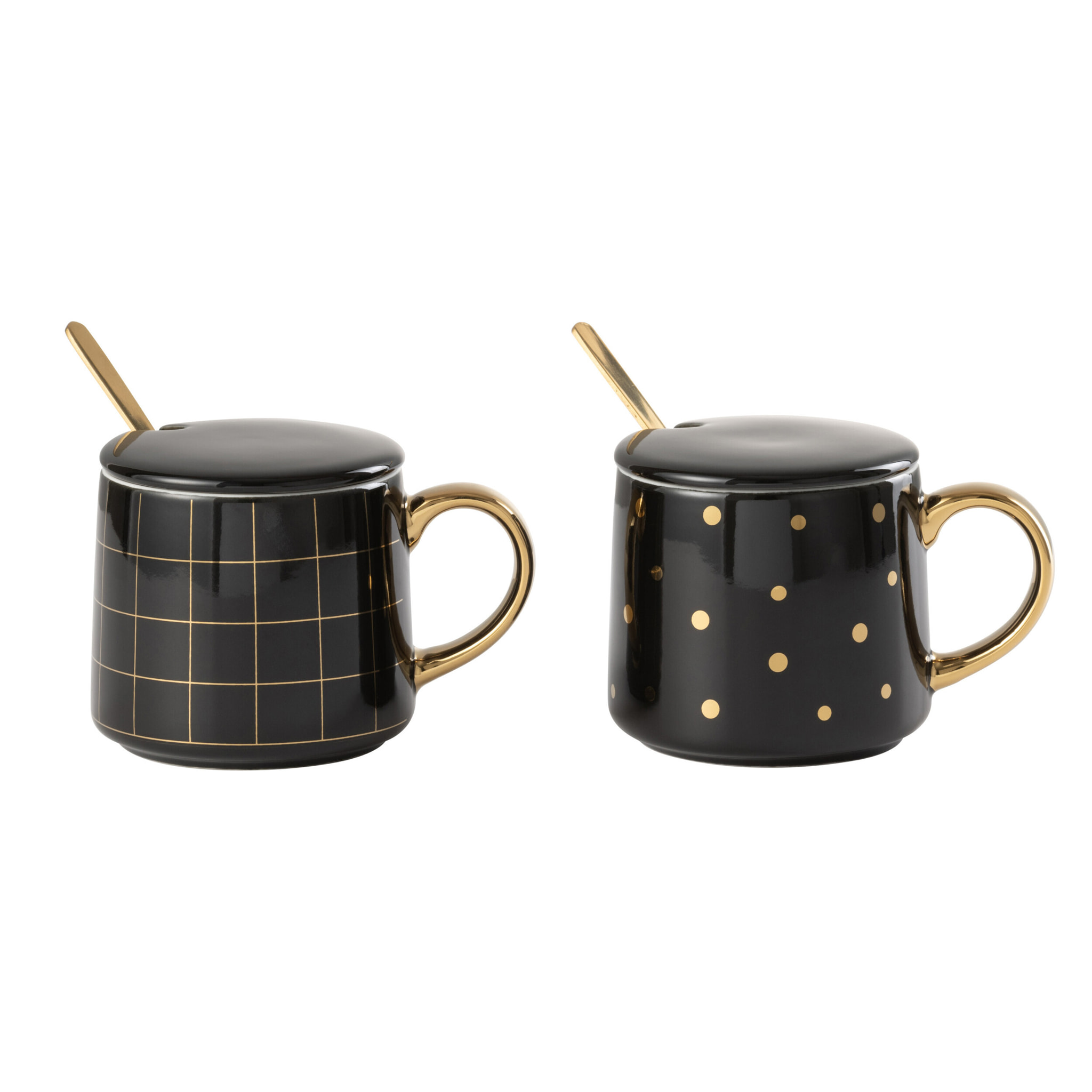 J-Line tasse Amelie - porcelaine - noir - boîte de 2