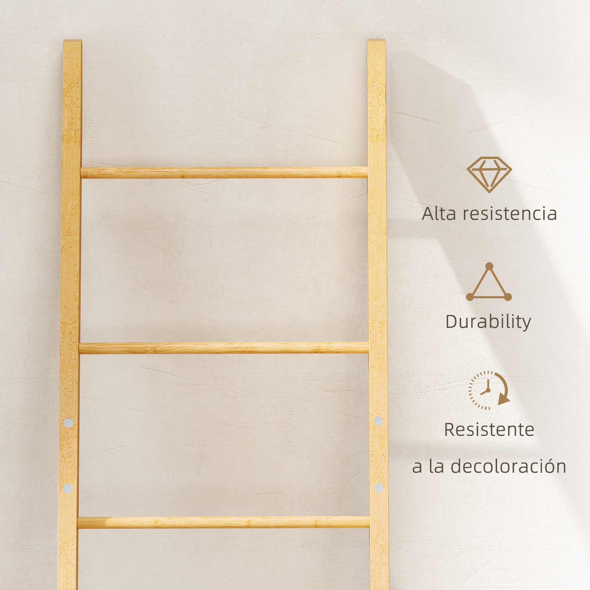 Estantería para Baño de Bambú, Toallero de Pie con 3 Barras, Cesto para Ropa Sucia Extraíble de 48 L, para Dormitorio, Lavadero, Crema