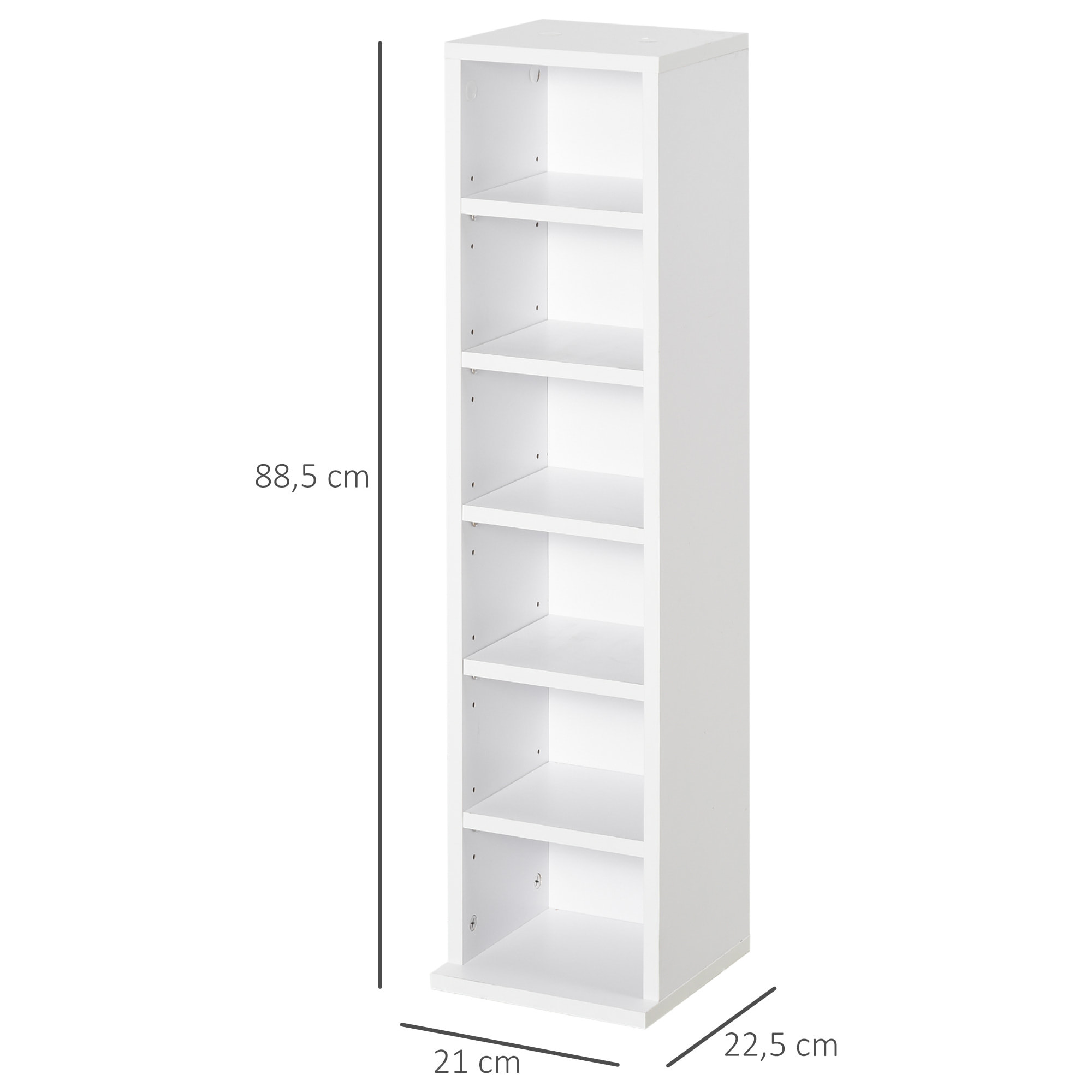 Lot de 2 étagères colonnes armoire de rangement CD 6 + 6 compartiments blanc dim. 21L x 22,5l x 88,5H cm