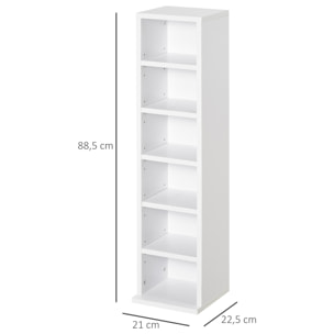 Lot de 2 étagères colonnes armoire de rangement CD 6 + 6 compartiments blanc dim. 21L x 22,5l x 88,5H cm