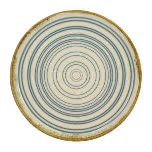 Lot de 6 assiettes à dessert spirale 21cm en faïence bleu et beige  SPIRALE