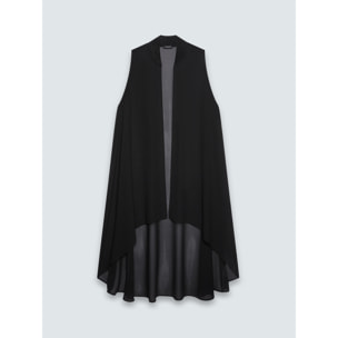 Fiorella Rubino - Maxi Gilet in georgette con orlo asimmetrico - Nero