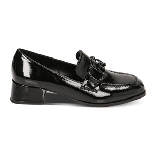 Mocasines negros en naplak tacón 3,8 cm