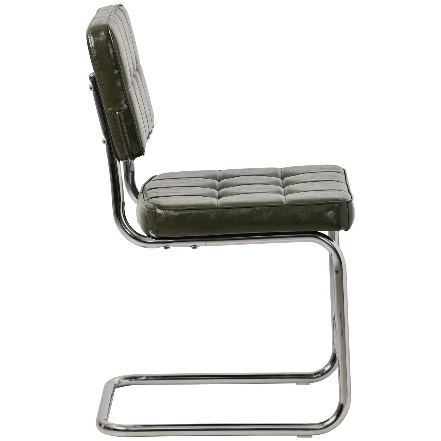 Lot de 2 chaises cantilever en simili vert kaki MARIA