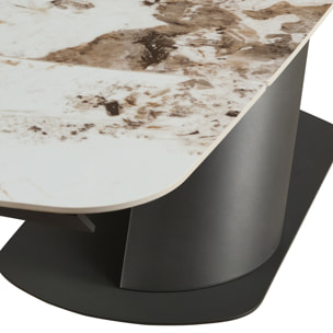 Table à manger extensible Tomasucci JAN, en céramique, marbre onyx, noir, 180/220/260 × 90 × 75 cm
