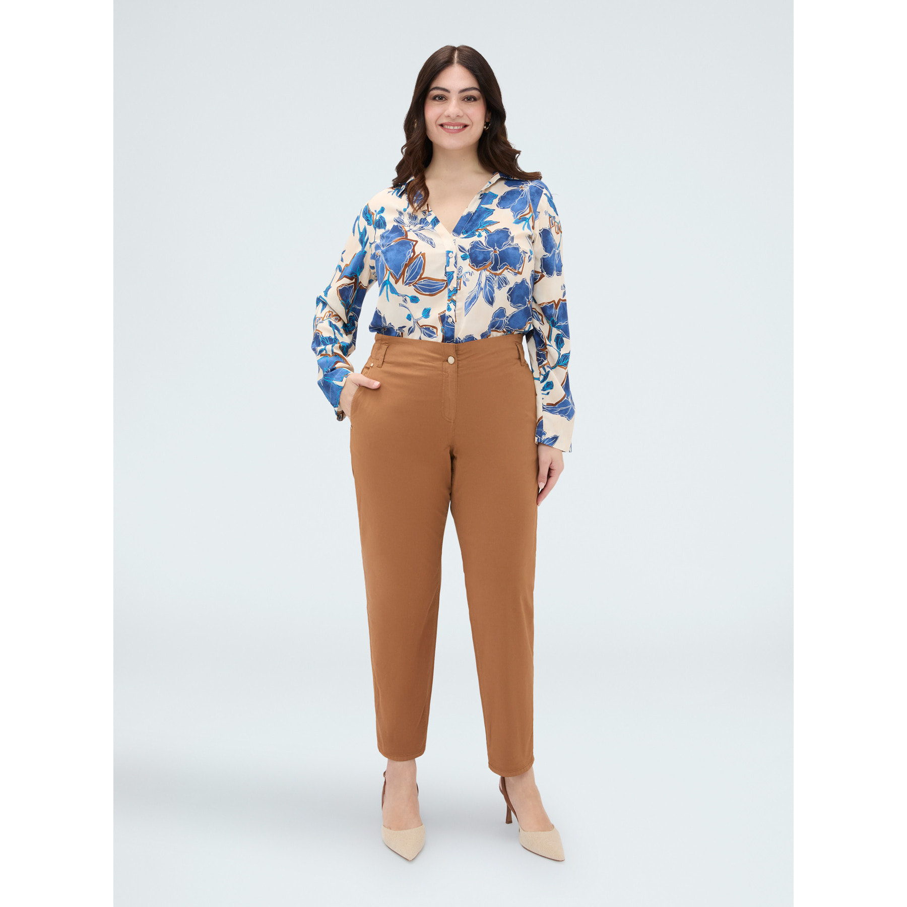 Fiorella Rubino - Pantaloni Balloon in misto cotone - Marrone
