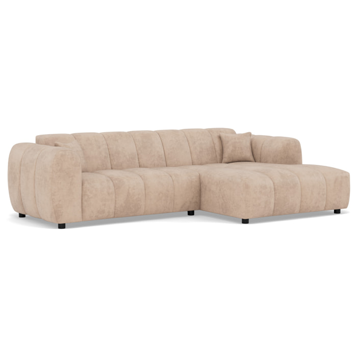 Curtis - canapé d'angle droit 4 places en simili - Beige