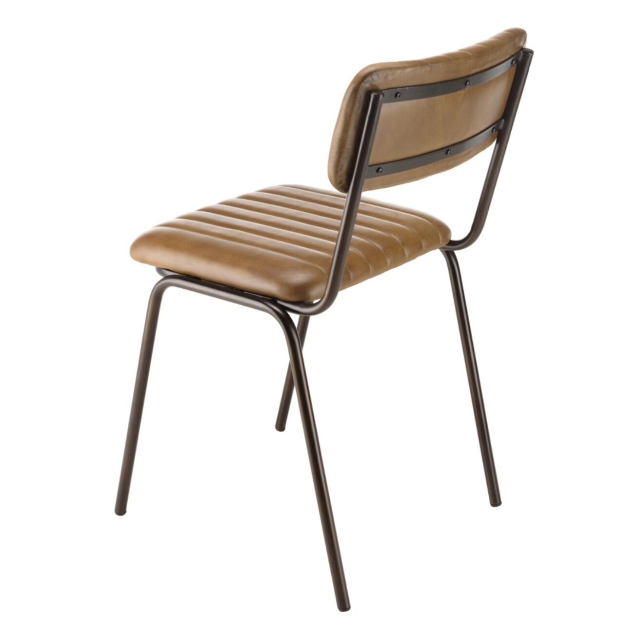 MARCEL - Lot de 2 chaises assise et dossier matelassés cuir pieds acier