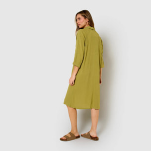 Vestido midi algodón lino lima