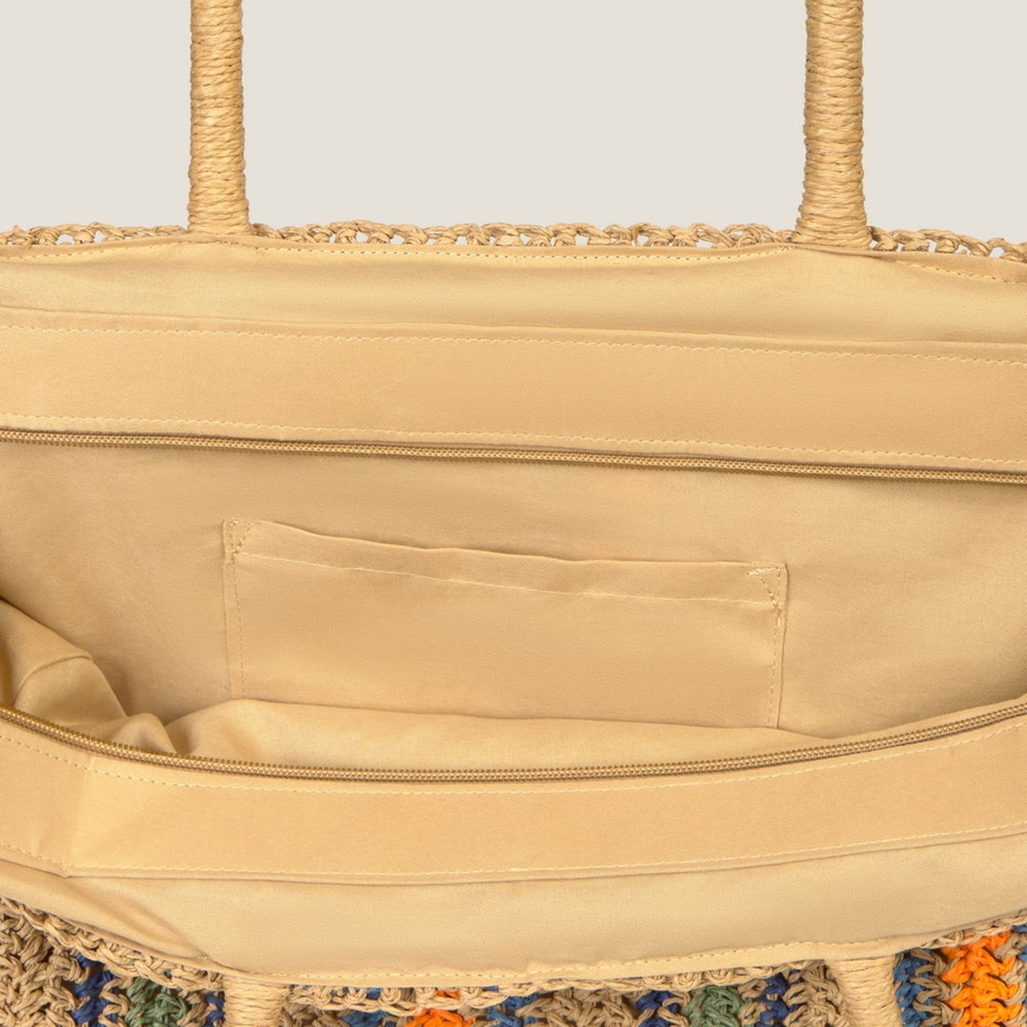 Bolso de playa rayas Rasqi color marfil natural Fibras naturales