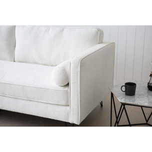 Canapé 3 places blanc bouclette et pieds métal SUN