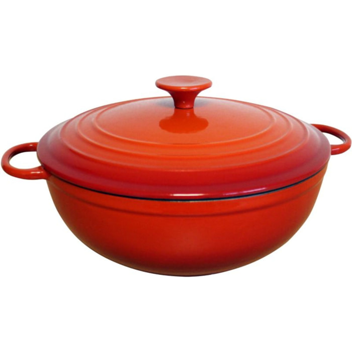 Cocotte BAUMALU fonte emaillee basse et couvercle