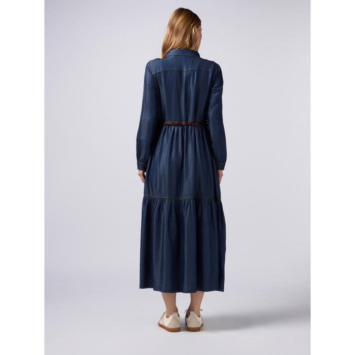 Oltre - Vestito chemisier in tencel - Blu