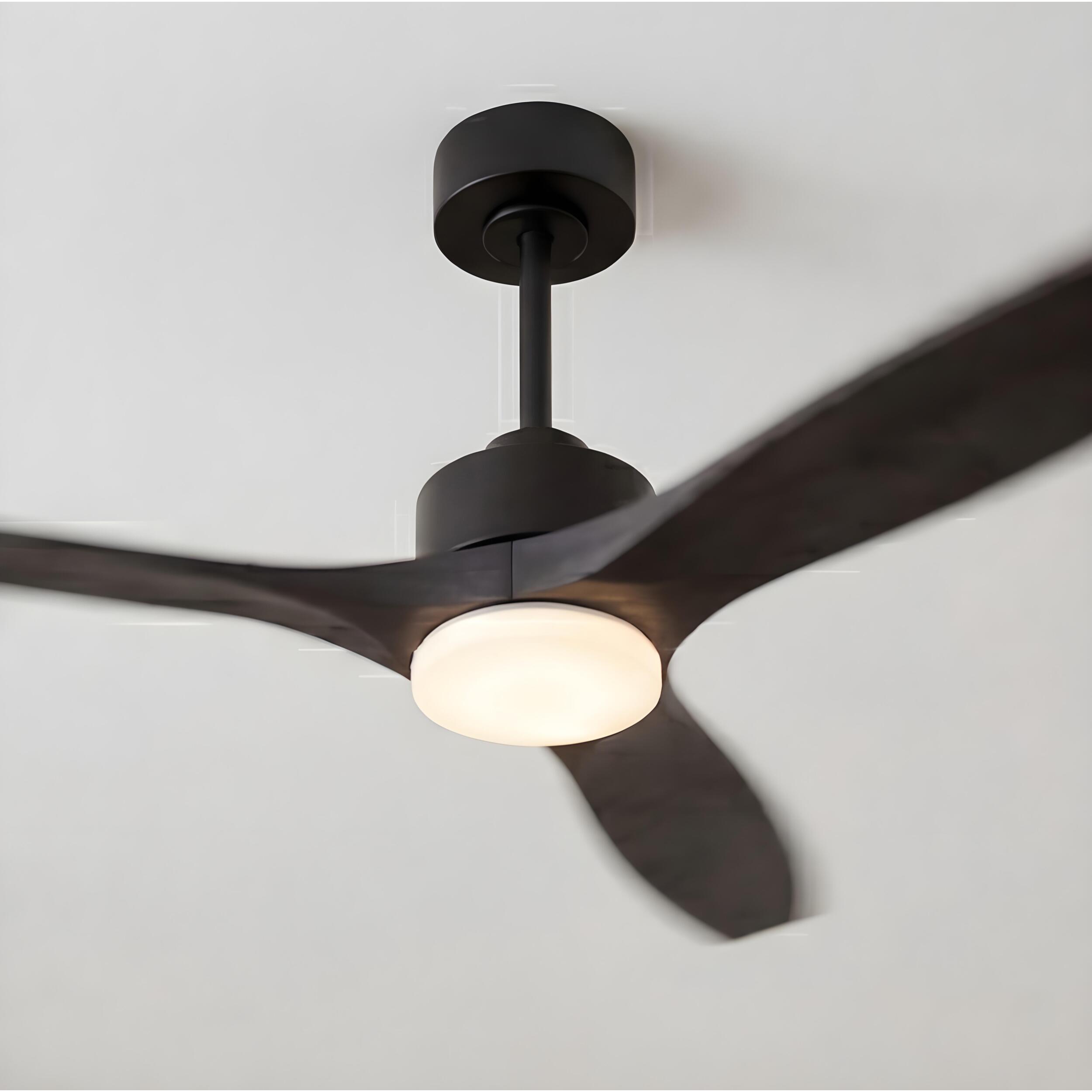 Forlight - Ventilador Stem Evo ø1320mm Acero, Cristal Negro palas Negras, Arenado