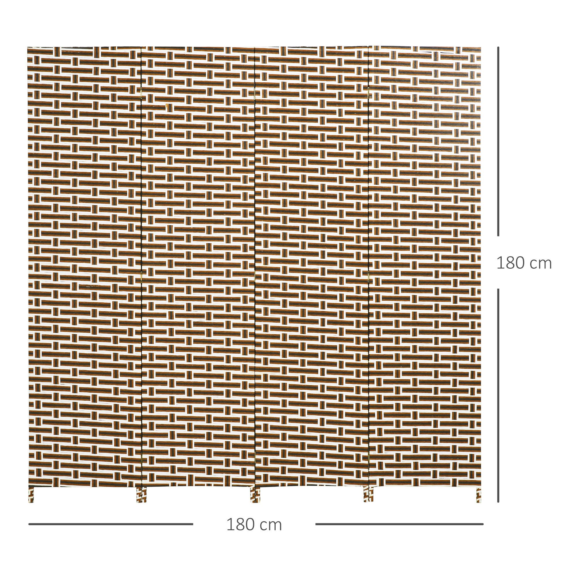 Divisor de Habitación de 4 Paneles Biombo Plegable 180x180 cm Separador de Ambientes Decoración Elegante para Dormitorio Salón Cocina Marrón Blanco