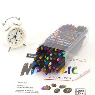 Set 48 Rotuladores  COLOR FINELINER  profesional punta fina 0,4 mms. Colores definidos y brillantes para delinear, ilustraciones, mandala…
