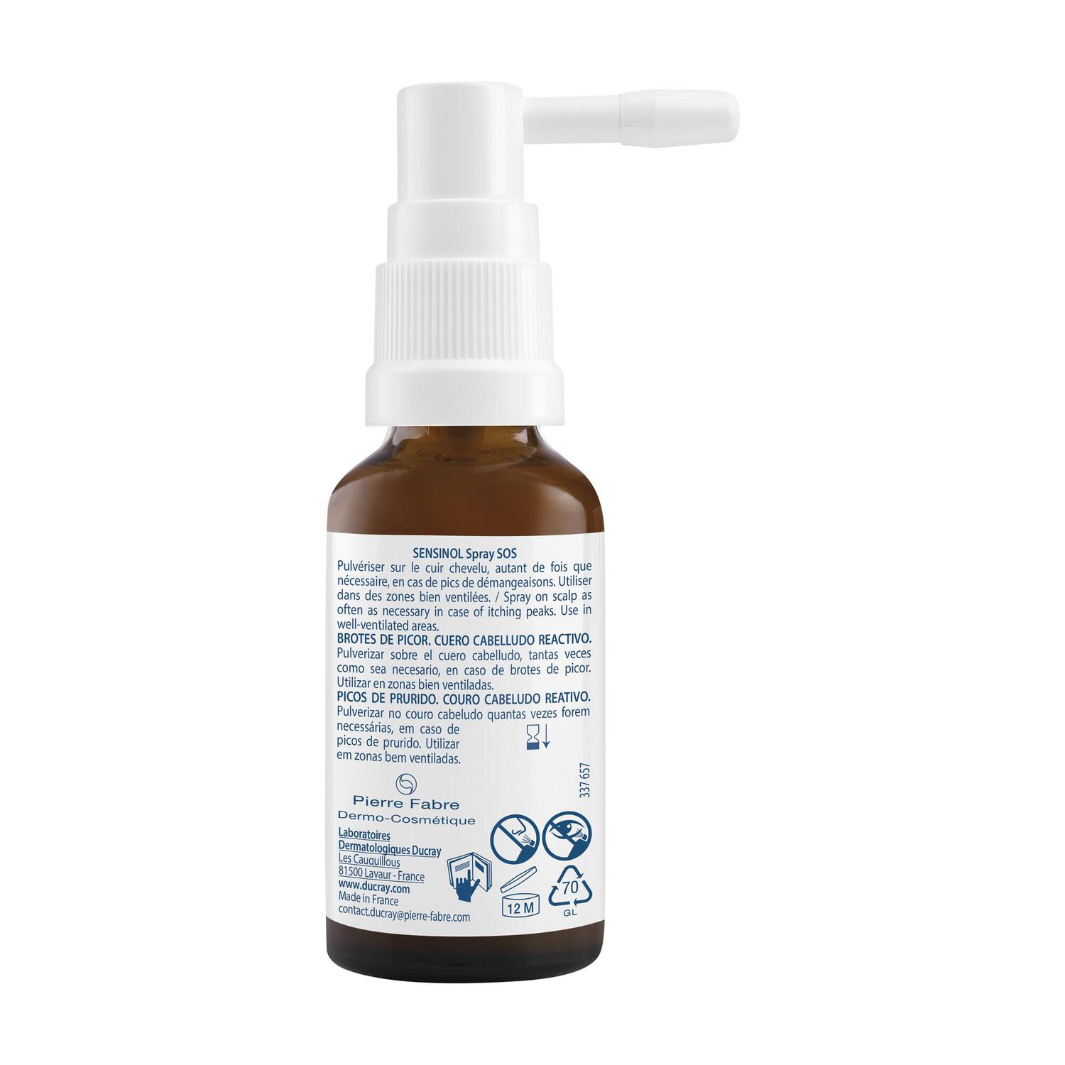 Sensinol - Spray SOS Sans Rinçage Démangeaisons Cuir Chevelu Réactif 30ml