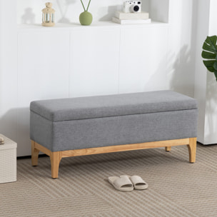 Banquette coffre de rangement 2 en 1 style scandinave dim. 110L x 39l x 45H cm tissu gris