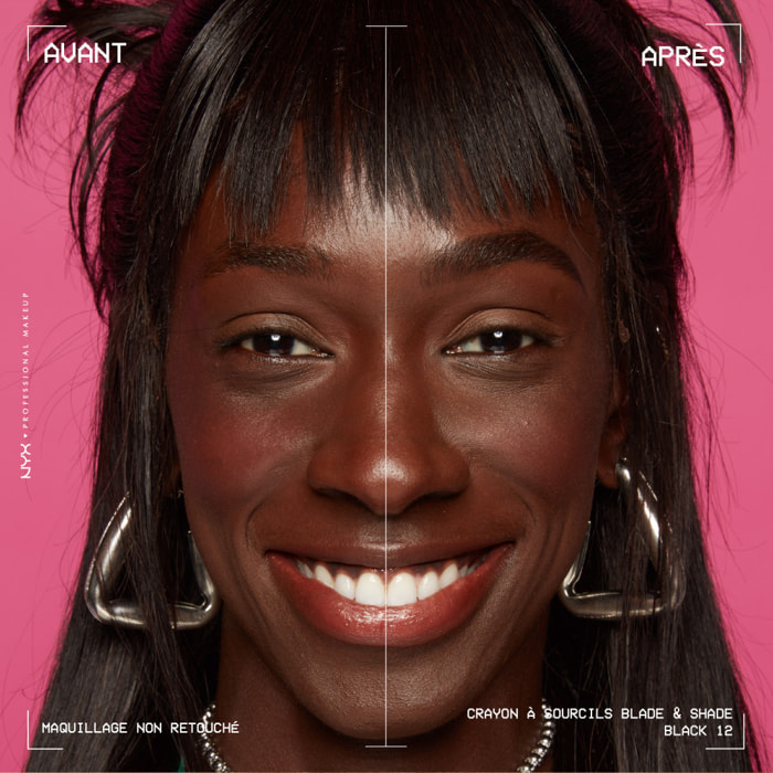 NYX Professional Makeup Blade & Shade, Crayon sourcils double embout, tenue jusqu'à 16h, Black