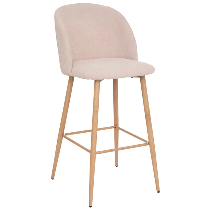 Chaise de bar "Celeste" velours côtelé beige
