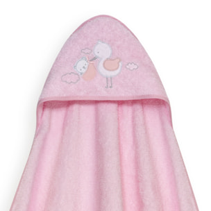 Capa Baño 1X1 Mod Cigueña Oso+Gorro Rosa