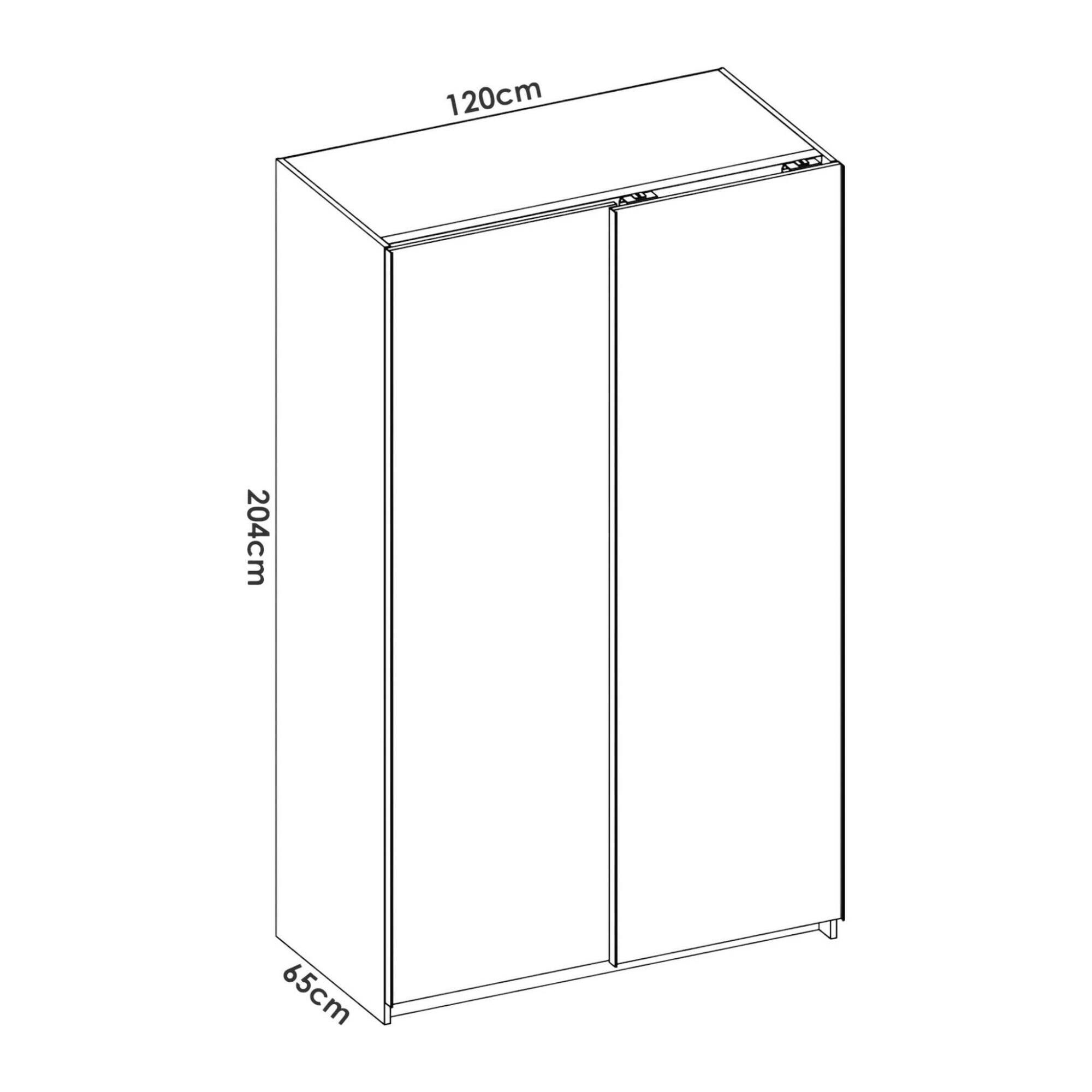 Guardaroba Annapurna, Mobile appendiabiti per camera da letto, Armadio a 2 ante scorrevoli, 120x65h204 cm, Bianco