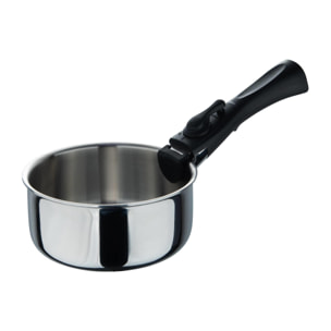 set de 3 cazos ø16ø18ø20cm sin revestimientos + mango desmontable en acero inoxidable