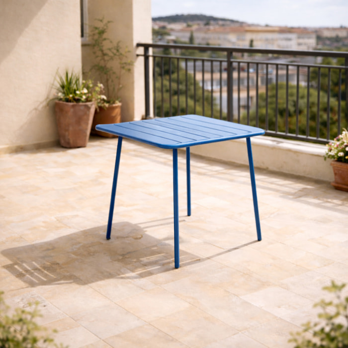 EVORA Table carrée 4 places 70x70cm bleu