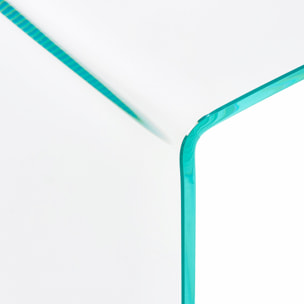 Scrivania Scrittoio da Ufficio Studio Soggiorno in Vetro Curvato Design Curvo Stile Moderno Minimal Chic - Luxury Z-09 - 120 x 74 x 70 cm Trasparente