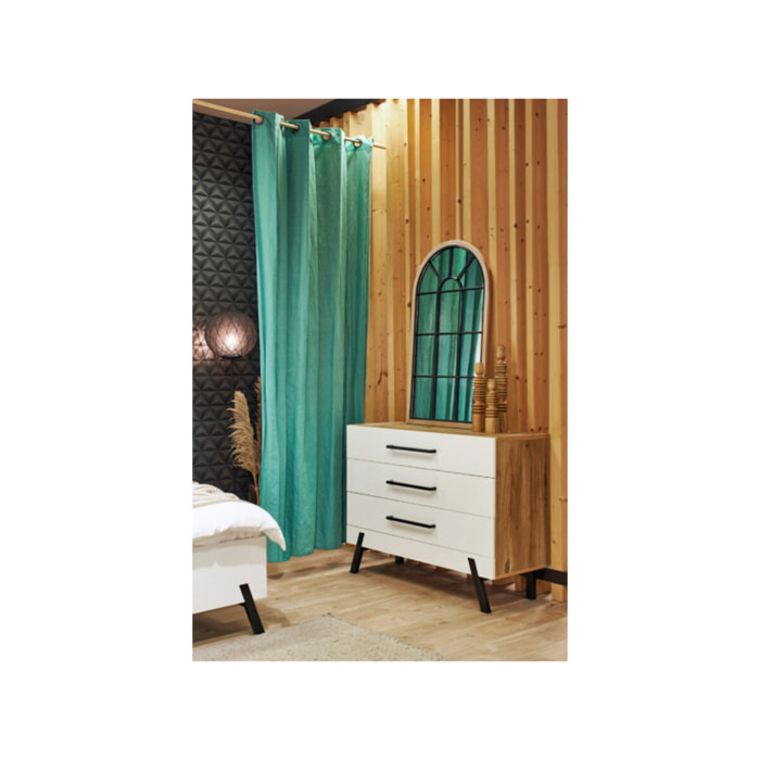 Rideau 140 x 250 cm vert avec 8 Œillets en Métal - LESTIA 4527
