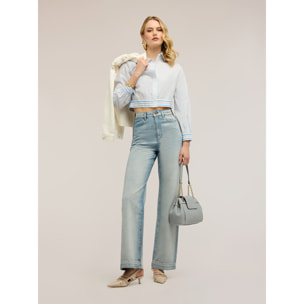 Motivi - Camicia cropped a righe - Azzurro