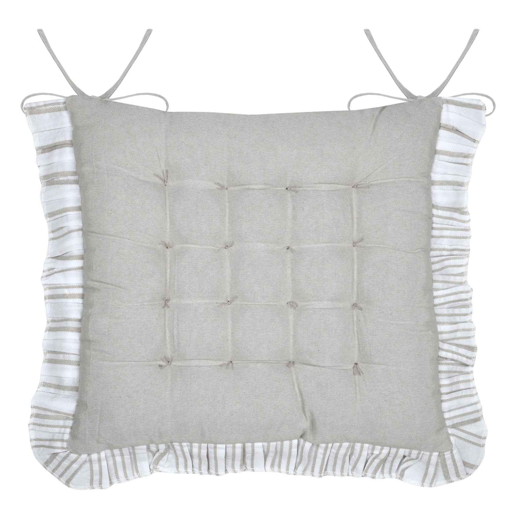 Galette de chaise à rayures verticales élégantes - Ecru