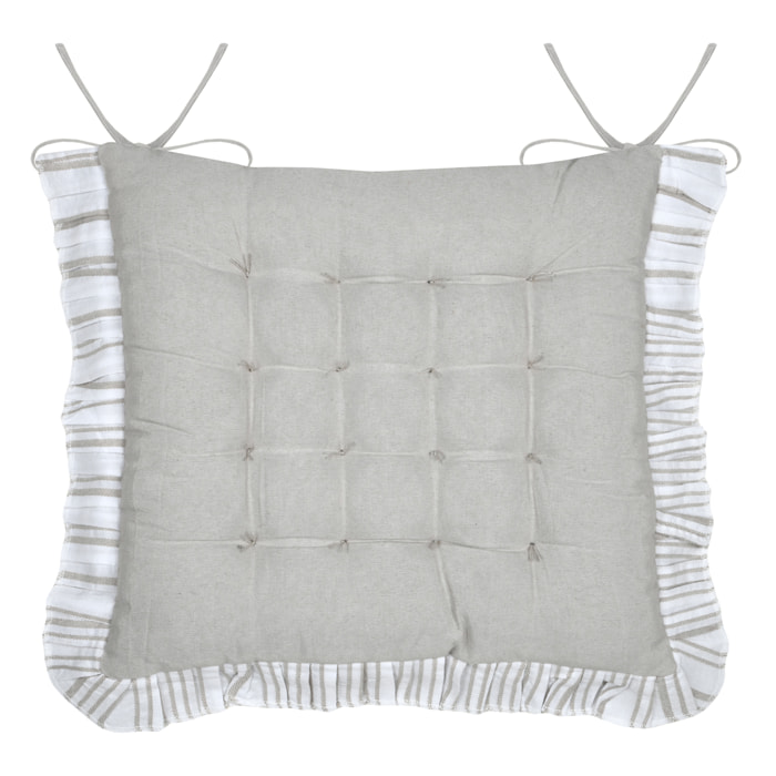 Galette de chaise à rayures verticales élégantes - Ecru