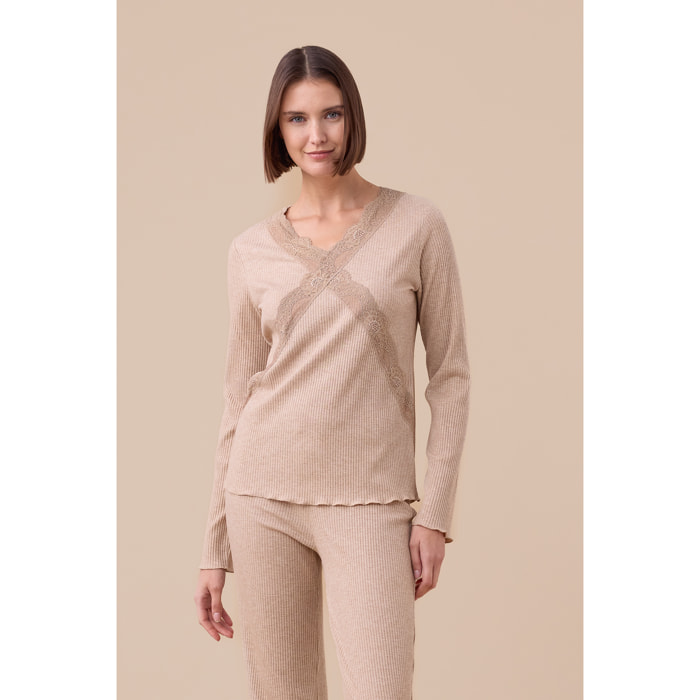 Pigiama donna in costina di viscosa articolo classic Noidinotte