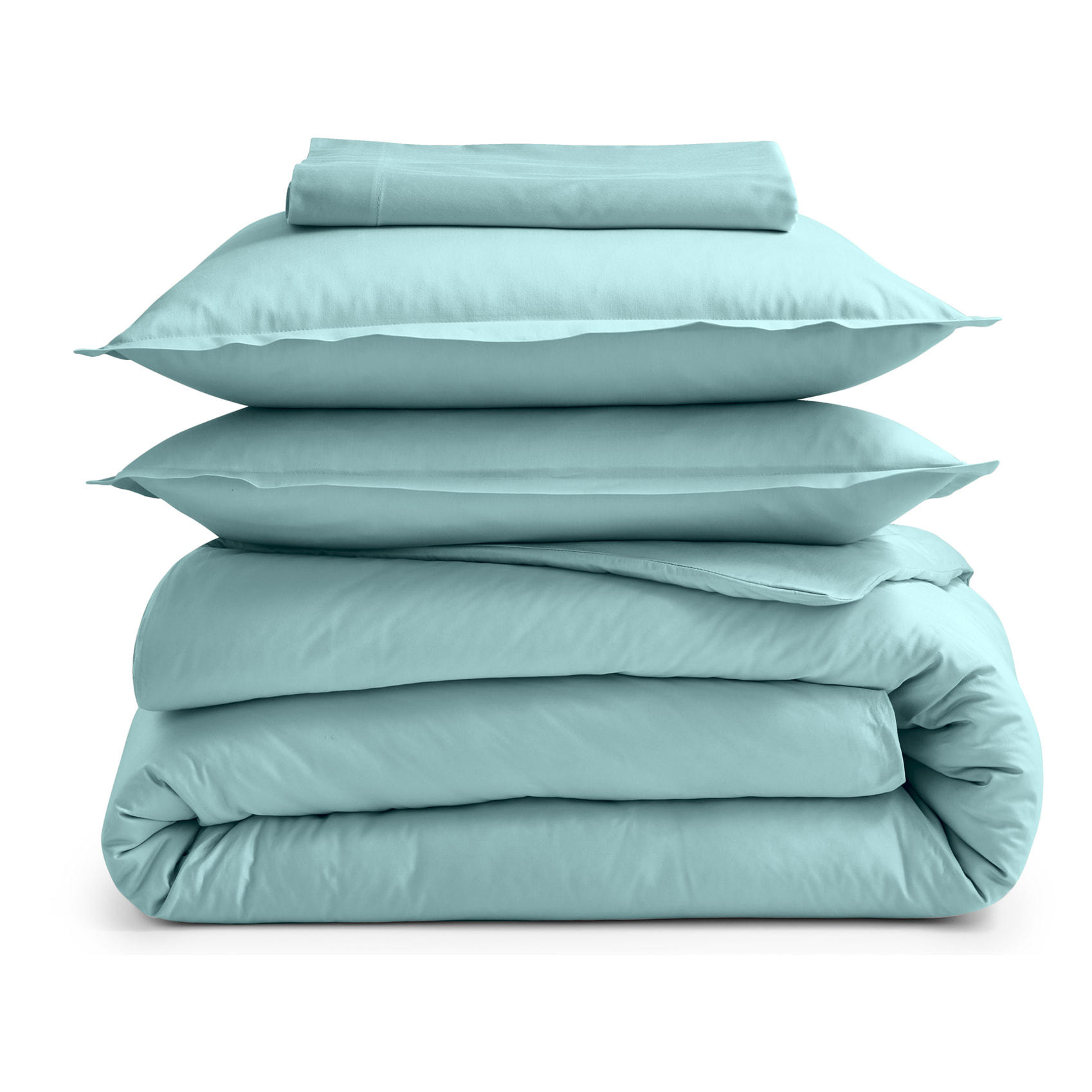 Housse de couette unie en percale de coton - Turquoise