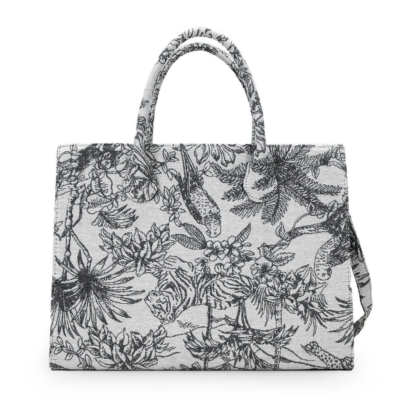 Bolso shopper gris en canvas estampado