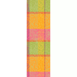 Chemin de table pur coton 220 g/m² motif jacquard rose vert Mille sources berlingot