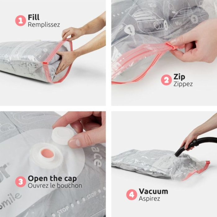 Housse COMPACTOR lot de 2 sacs de rangement sous vide tailles M + L