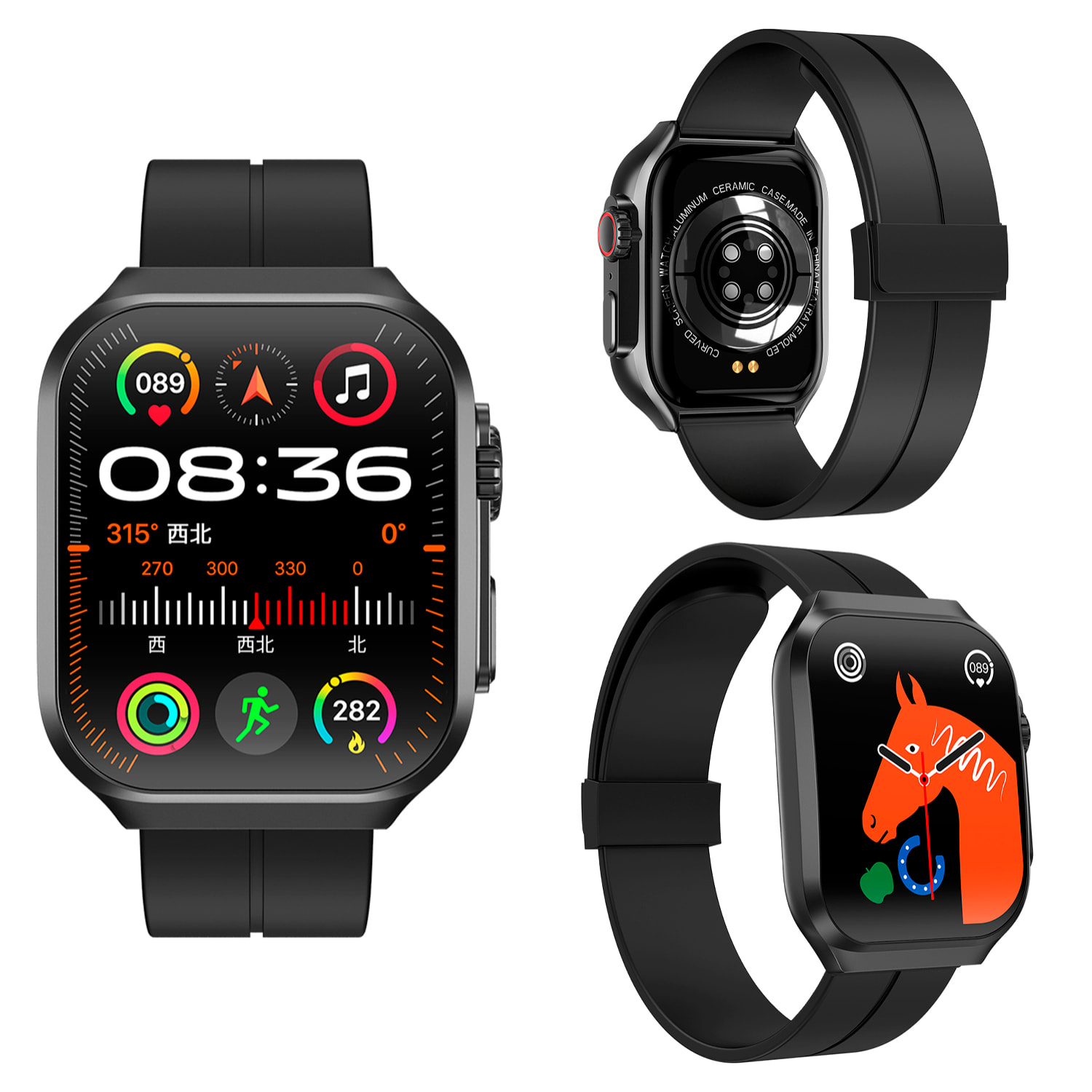 Smartwatch OP88. Schermo curvo AMOLED di 1,95 px, con chiamate Bluetooth, monitor della salute, corona multifunzione.