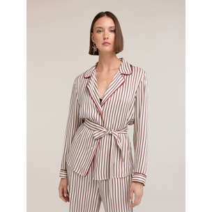 Motivi - Camicia a righe in twill di viscosa - Beige