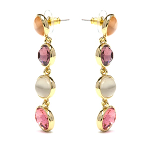 Pendientes de Cuarzo Hidrotermal Multicolor acabado en oro amarillo 18k