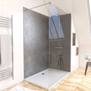 Pack de 2 Panneaux Muraux Pierre Silver Grey 90+120x210 cm avec Profilés ANODISE BRILLANT - STONE'IT