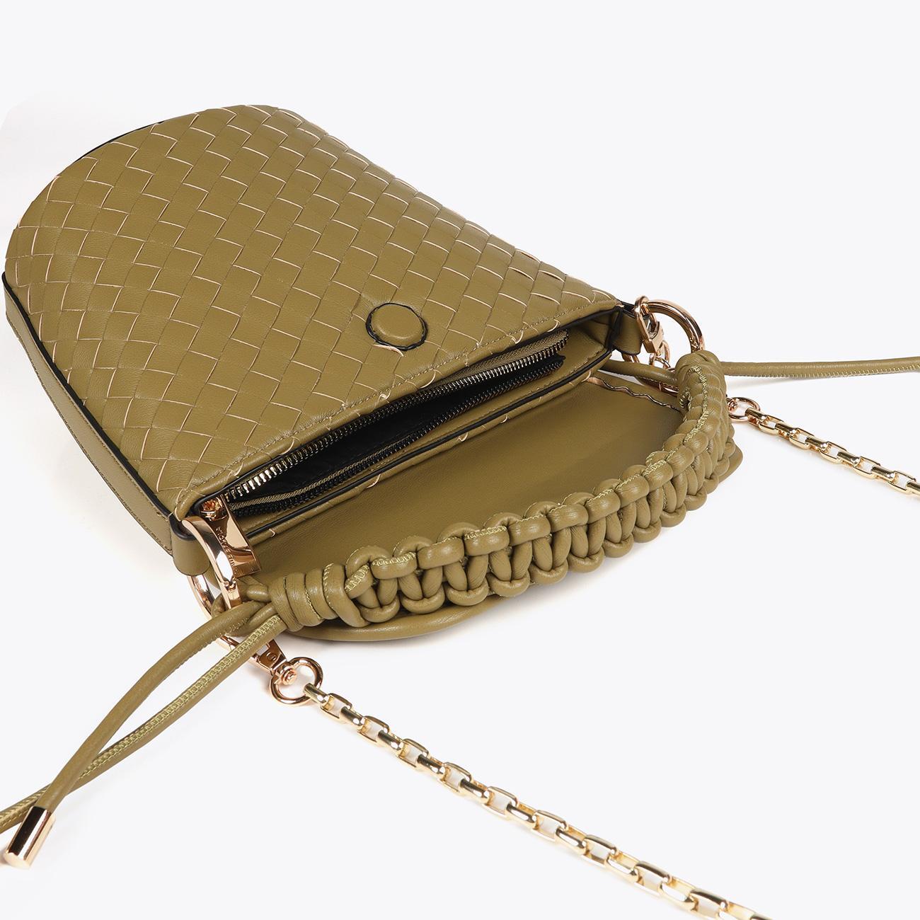 Borsa a tracolla intrecciata effetto pelle