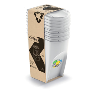 Well home - set de 4 cubos de basura-papelera reciclaje, blanco roto, 4x 35l
