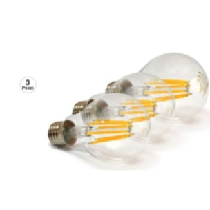 OMEGA Set 3 Pezzi Goccia Filament LED A60 6W