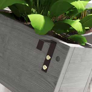 Jardinière murale avec treillis - lot de 3 jardinières murales - dim. 60L x 16l x 80H cm - bois sapin gris