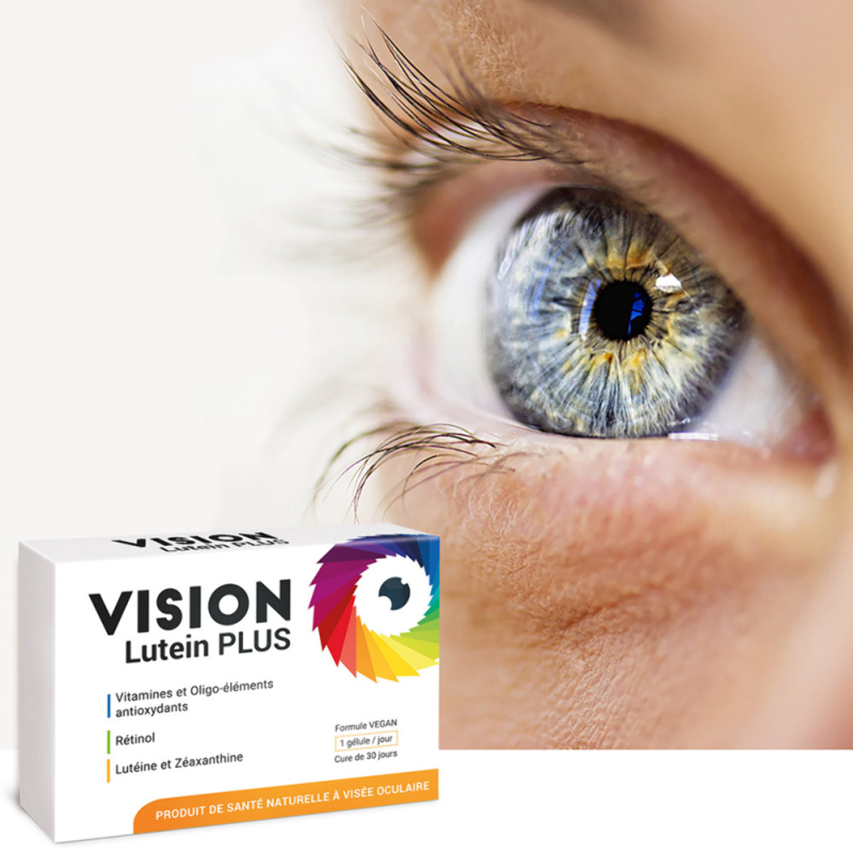 NUTRI EXPERT - Vision Lutein Plus - Améliore l'acuité visuelle nocturne - Protège les cellules du stress oxydatif - Vegan - Sans Gluten - Sans Lactose - Cure 30 jours