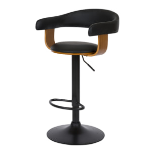 Chaise de bar réglable 62/84 cm en cuir synthétique noir - Harold