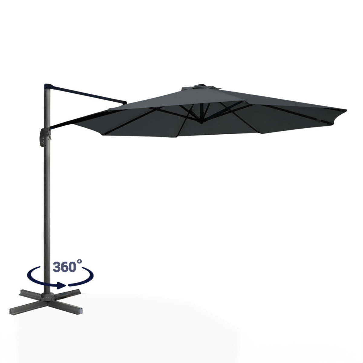 Parasol Sombra 360° rond Ø3m gris + housse